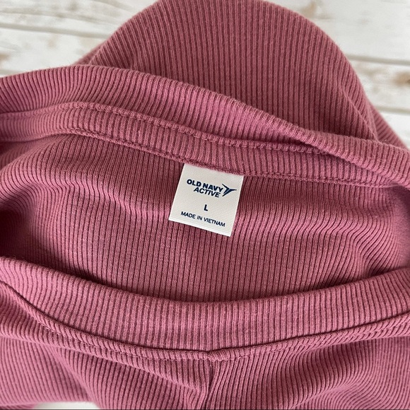 Old Navy Active Rose Pink Tie Front Ribbed Tee Top - Picture 5 of 6